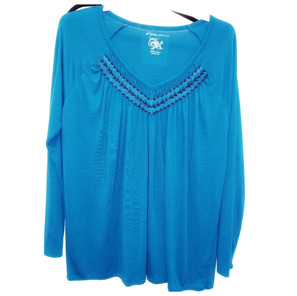 261T177 Just My Size Blue V-Neck Tunic